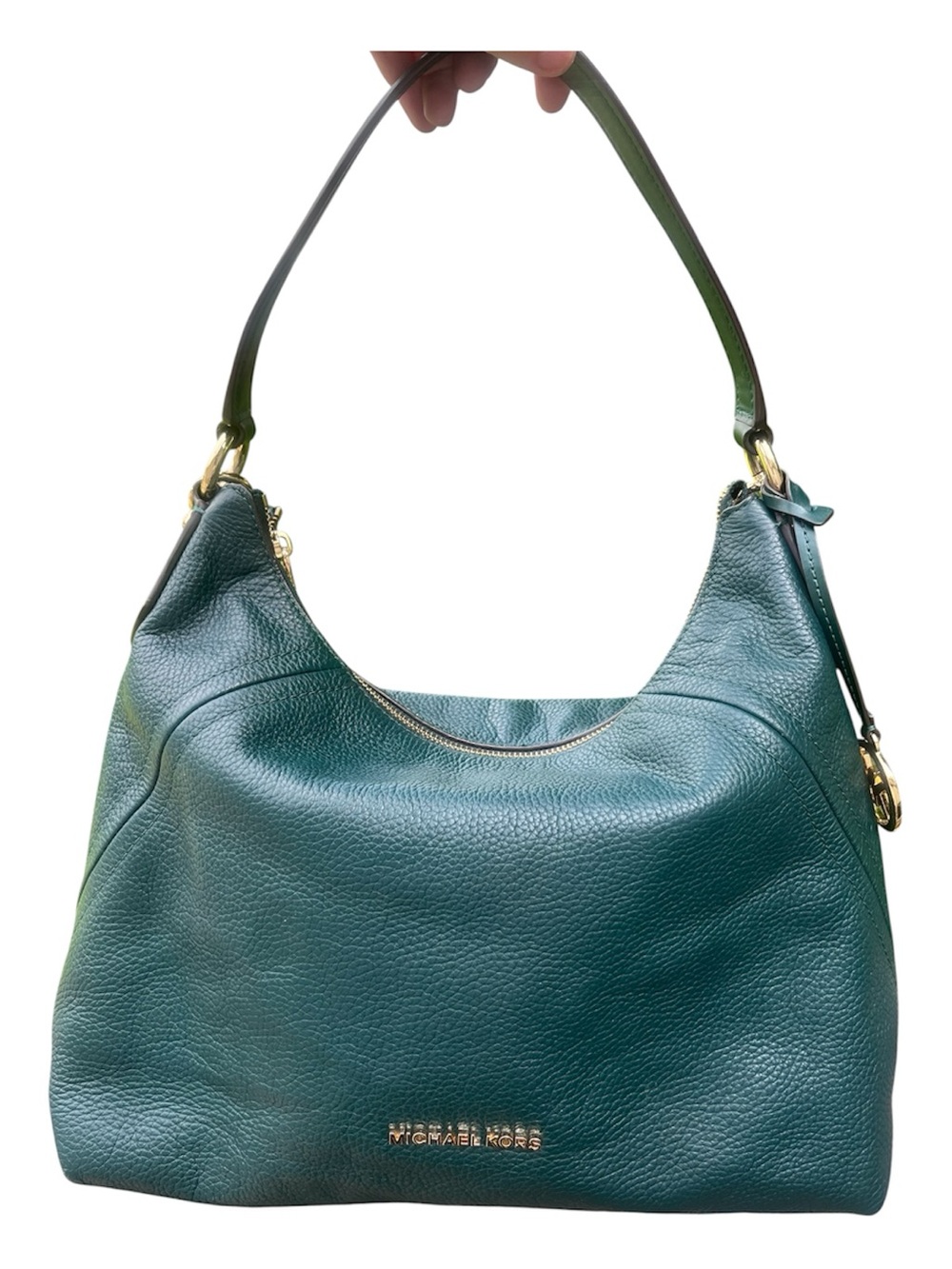 Michael Kors Teal Pebbled Leather Hobo Shoulder Crossbody Bag Gold Hardware